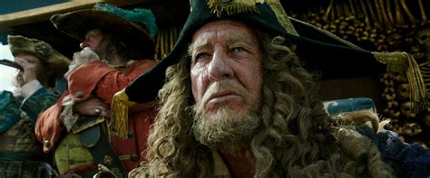 Geoffrey Rush as Captain Barbossa in Pirates of the Caribbean: Dead Men Tell No Tales