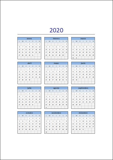 Calendario 2020 en Excel • Excel Total