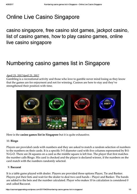 Numbering casino games list in singapore – online live casino singapore | Casino games, Jackpot ...