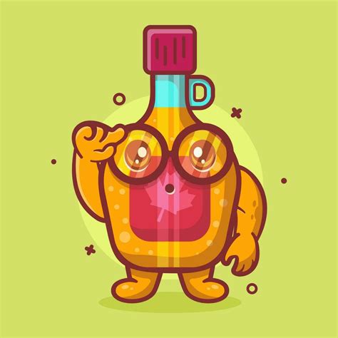 smart maple syrup bottle character mascot with think expression isolated cartoon in flat style ...