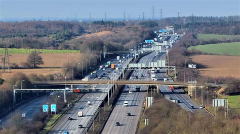 M25 Motorway Junction With Vehicles Driving Aerial View 23628262 Stock ...