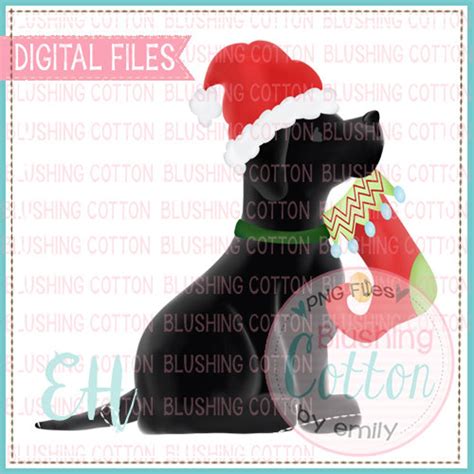 Black Lab Santa With Christmas Stocking Design PNG Artwork Digital File ...