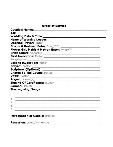 Church Order Of Service Program Template - Best Template Ideas