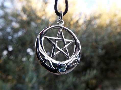 Sterling Silver Pentagram Pendant Topaz Handmade Jewelry