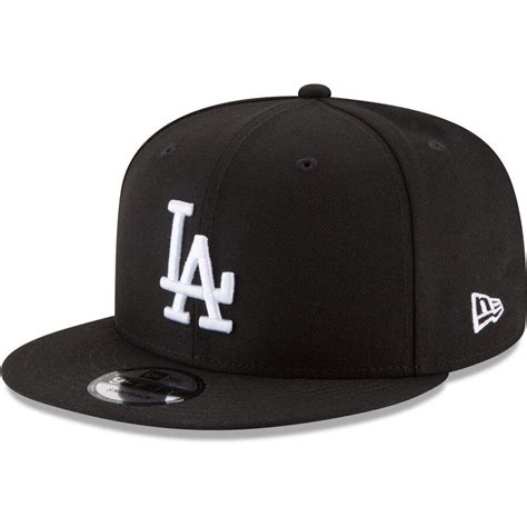 Men's Los Angeles Dodgers New Era Black Black & White 9FIFTY Snapback ...