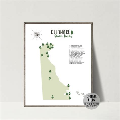 Delaware State Parks Map Print-delaware State Parks - Etsy