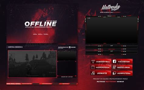 FREE TWITCH OVERLAY TEMPLATE - RED/BLACK | Twitch streaming setup ...