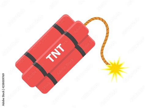 Dynamite with burning cord. TNT Bomb. Explode Weapon. Isolated white ...