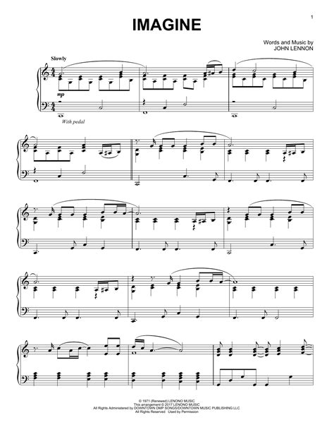 John Lennon Imagine Sheet Music Notes, Chords Download Printable Piano ...