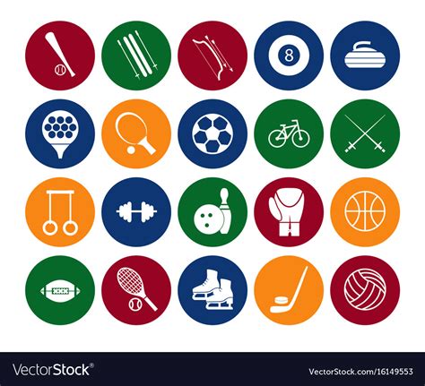 Sport icon signs and symbols set color Royalty Free Vector