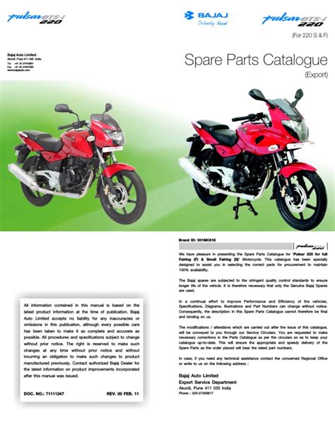 Bajaj Pulsar 220 Bs4 Spare Parts Catalogue Pdf | Reviewmotors.co