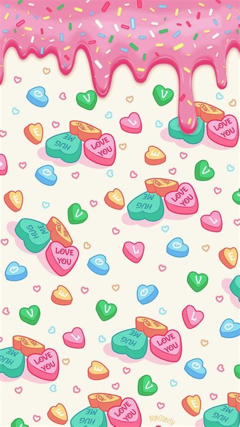 Pink Candy Hearts Valentines Wallpaper iPhone - Valentines Day Wallpaper Backgrounds ...