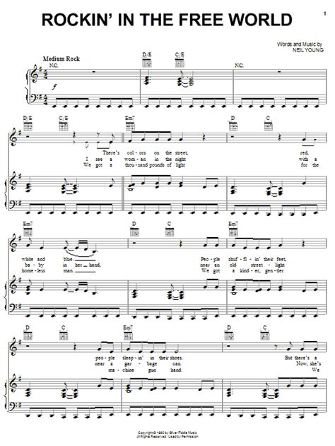 Neil Young "Rockin' In The Free World" Sheet Music Notes | Download ...