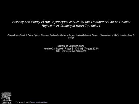 Efficacy and Safety of Anti-thymocyte Globulin for the Treatment of Acute Cellular Rejection in ...