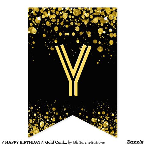 ☆HAPPY BIRTHDAY☆ Gold Confetti Bunting Flags | Zazzle | Happy birthday ...