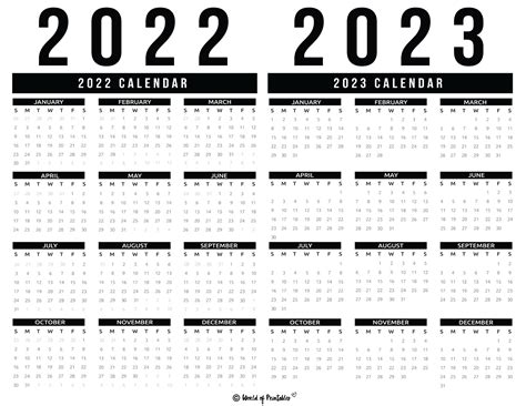 2022 2023 Calendar Free Printables World Of Printables Coloring - IMAGESEE