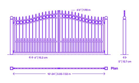 Driveway Gate - Concord, Split Dimensions & Drawings | Dimensions.com