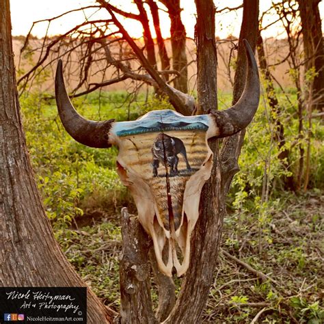 Painted Buffalo Skull Art Original Acrylic Painting American - Etsy