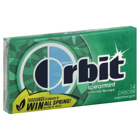 Orbit Gum, Sugarfree, Spearmint, 14 pieces