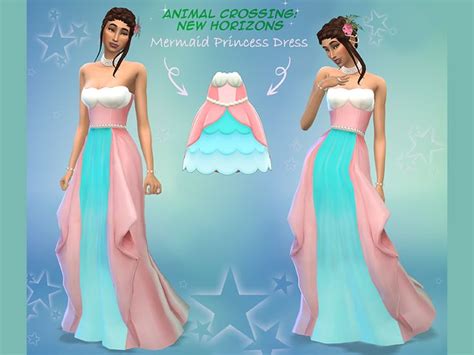 The Sims Resource - Animal Crossing - Mermaid Princess Gown - Mesh needed in 2022 | Princess ...