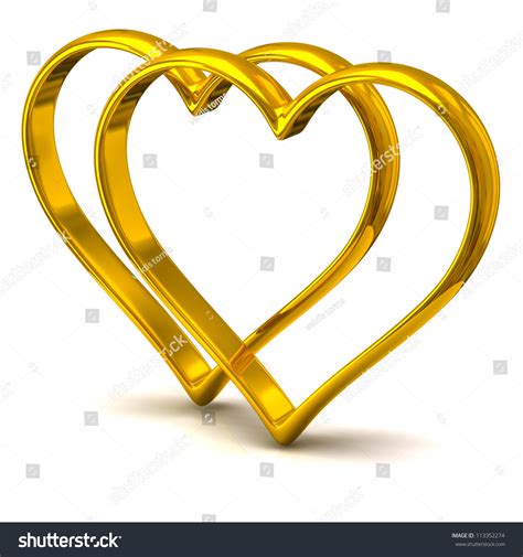 Two Heart Shape Golden Wedding Rings Stock Photo 113352274 : Shutterstock