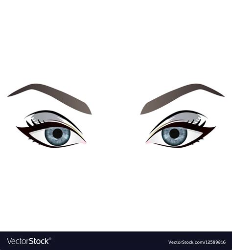 Realistic cartoon female eyes and eyebrows Vector Image