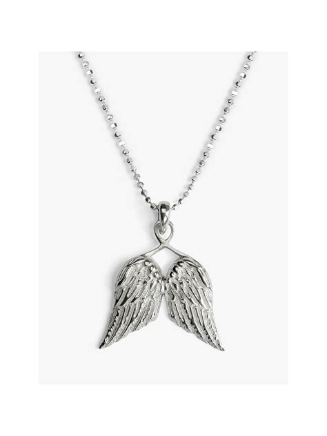 Tales From The Earth Child's Little Guardian Angel Wings Pendant Necklace, Silver at John Lewis ...