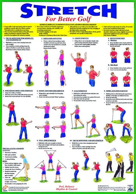 Chartex Golf Stretching Exercise Chart illustrating a range of 10 ...