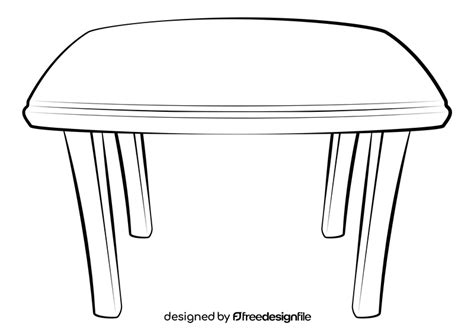 Square table drawing black and white clipart free download