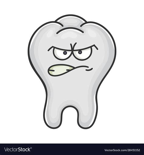 Angry funny tooth cartoon character Royalty Free Vector