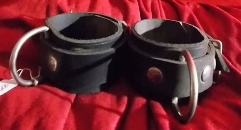 Ankle Cuffs Black Leather pair – Fetish Haven SA