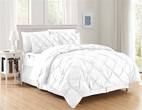 Silky Soft Pintuck Bed-in-a-Bag 8-Piece Comforter Set --HypoAllergenic - Full/Queen, White ...