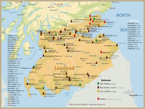 Chart 12: Region Lowland (Malt Distilleries (working/ in planning/ closed); Grain Distillery ...