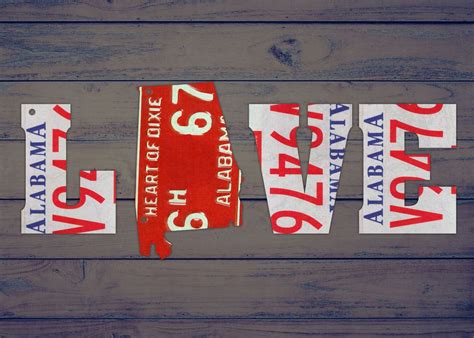 'Alabama State Love License Plate Art Phrase' Poster by Design Turnpike | Displate