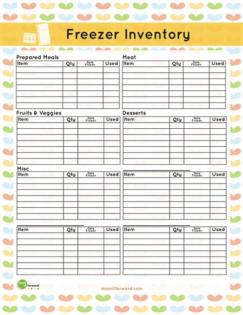 Freezer Inventory Printable - Mom it Forward | Freezer inventory printable, Inventory printable ...