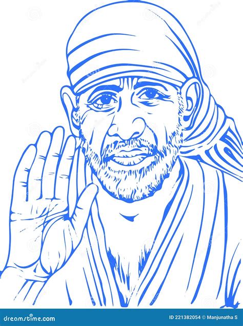 Sketch of Kaliyug Indian God Shirdi Sai Baba Outline Editable ...