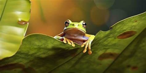 Dumpy Frog On Leaves, Frog, Amphibian, Reptile. Generative AI 33055660 ...