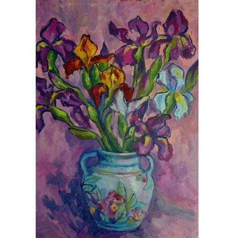 irises painting, oil painting, flowers painting, oil art, pi - Inspire ...