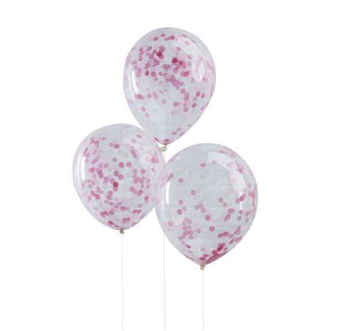 PINK CONFETTI BALLOONS - 5PCS - Pergamos