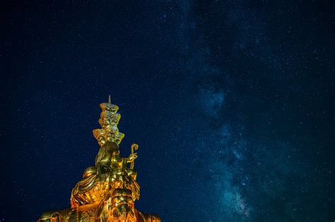 Download Mount Emei Golden Top Starry Sky Royalty-Free Stock ...