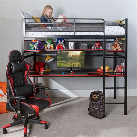 BattleBunk Gaming Bunk Bed with Desk, Black