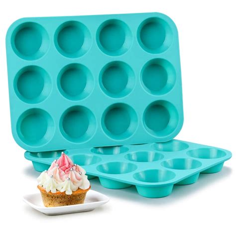 Silicone Muffin Pan Set - Cupcake Pans 12 Cups Silicone Baking Molds,BPA Free 100% Food Grade ...