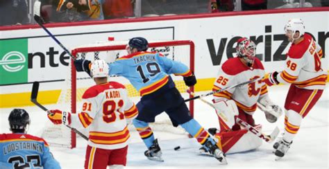 Matthew Tkachuk gives one-word answer about goal against Flames | Offside