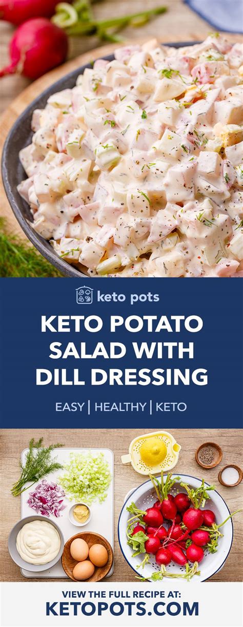 Low Carb Radish Keto Potato Salad with Creamy Dill Dressing - Keto Pots