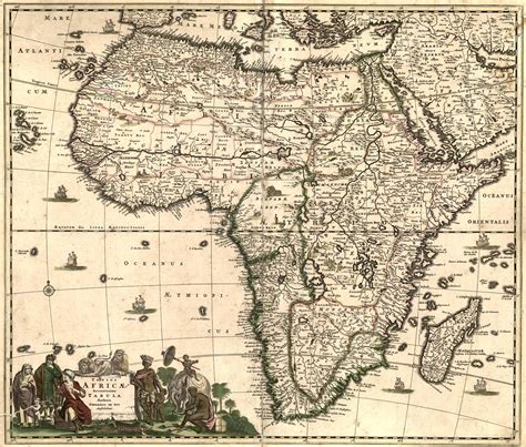 Premium Photo | An ancient medieval map of africa by frederico de vit 1688