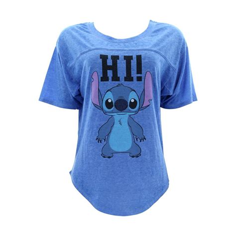 Disney - Women's Stitch Hi Lo B/O Football T-Shirts - Blue | Stitch clothes, Stitch disney, Lilo ...