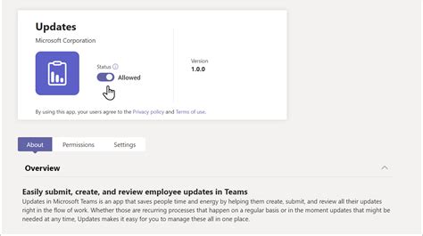 organizationのUpdates アプリを管理する - Microsoft Teams | Microsoft Learn