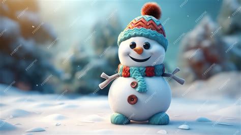 Premium Photo | A snowman in a winter scene