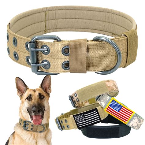 Military Dog Collar Wide Nylon Dogs Collar Tactical Pet Collars for Medium Large Dog K9 German ...