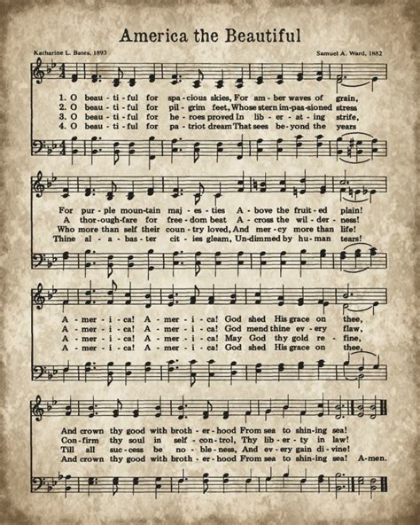 America, the Beautiful - Antique Hymn Page Printable - Knick of Time